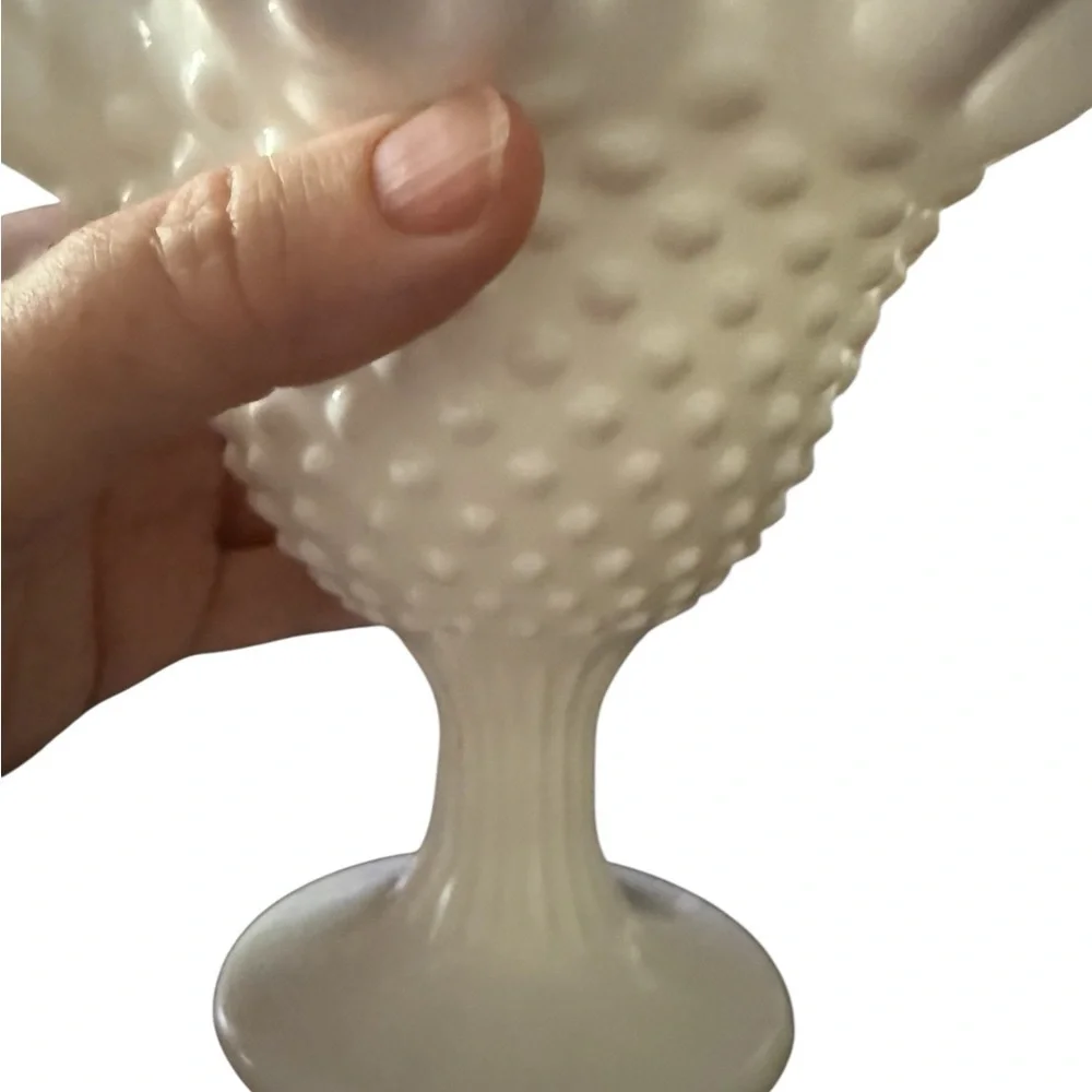 Vintage Fenton Hobnail Milk Glass Compote